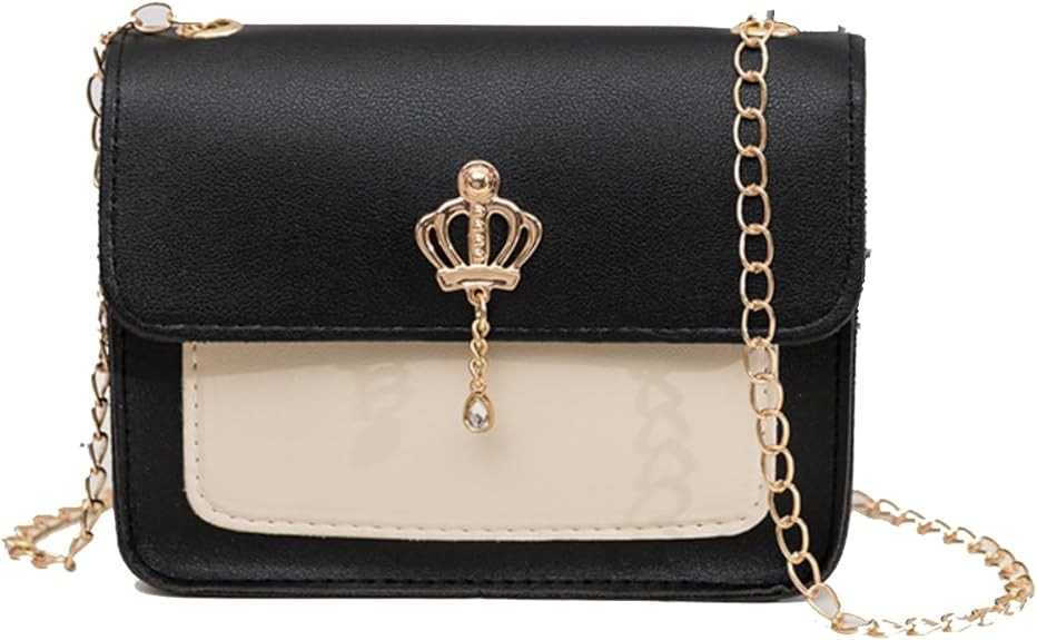 Chain Messenger Bag for Women,Tote Crossbody Bag Shoulder Bag for Party,Wedding,Works(Black