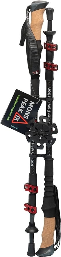 Tiger Claw Carbon Trekking Poles, Black, Height Adjustable