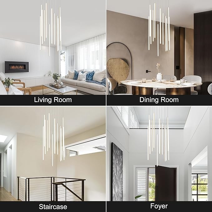 Modern LED chandelier cluster LED chandelier gold 12 lights dimmable high ceiling large chandelier light fixture for loft villa living room staircase foyer chandelier