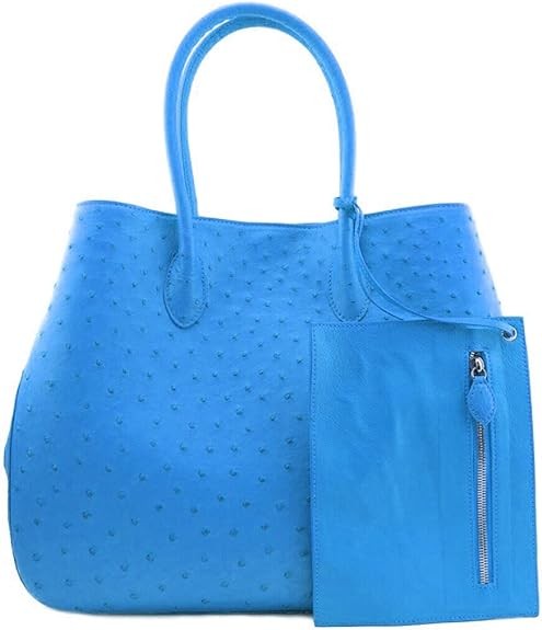 Genuine Handmade Ostrich Skin Large Leather Designer Handbag
