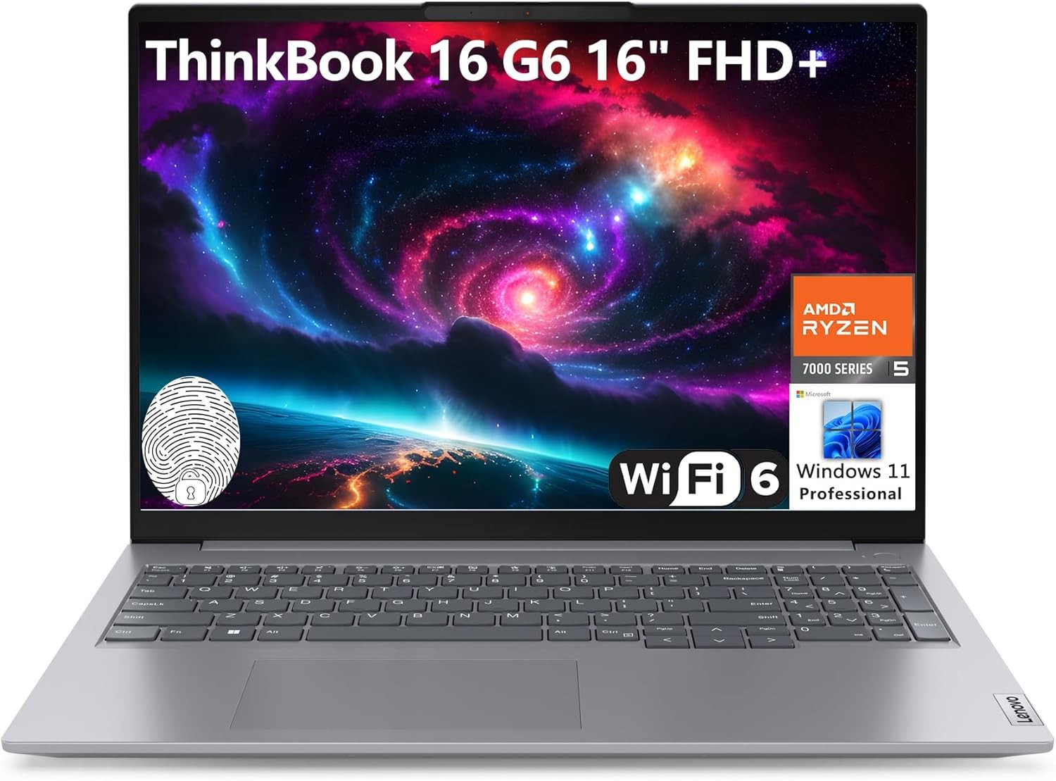 Lenovo ThinkBook 16 G6 16" FHD+ Laptop Computer, Hexa-Core AMD Ryzen 5 7430U (Beat i7-1355U), 32GB DDR4 RAM, 1TB PCIe SSD, WiFi 6, Bluetooth 5.3, Fingerprint Reader, Windows 11 Pro, AZ-XUT