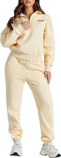 Herseas Women 2 Piece Outfits Sweatsuit Lounge Set Half Zip Pullover with Jogger Airport Tracksuit Matching Pants Set