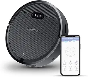 Premium Automatic Robot Vacuum Cleaner, 1500Pa Powerful Suction, 650ML Large Dust Box, Smart App Control/Self-Charging/Anti-Collision, Good for Pet Hair, Hard Floor and Low Pile Carpets (Black)