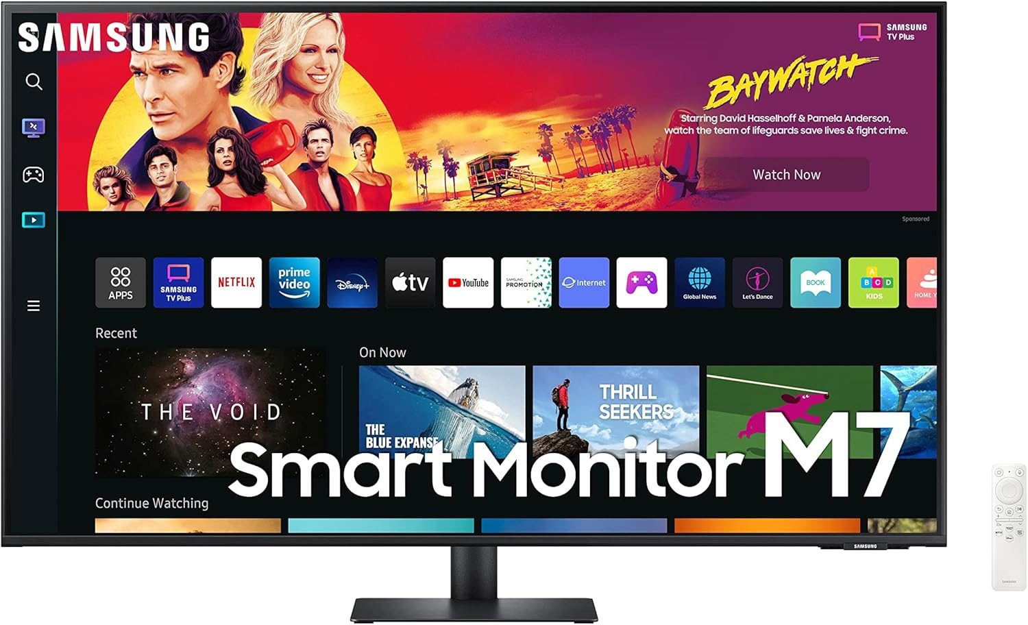 SAMSUNG 43" M70B Series 4K UHD USB-C Smart Monitor & Streaming TV, 4ms, 60Hz, HDR10, Wireless Display, Gaming and IoT Hubs, Alexa Built-in, 2022, LS43BM702UNXZA, Black