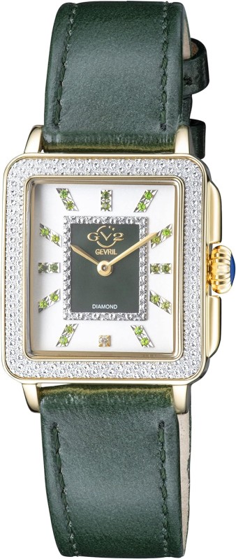 GV2 Women's Padova Gemstones Swiss Diamond Watch, Genuine Leather Strap with Tang Buckle