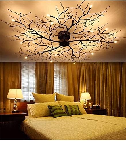 Modern LED ceiling lamp Nordic branch iron ceiling lamp living room bedroom chandelier ceiling home decoration lamp hotel club decorative lighting (shade color: D150cm 20LED)