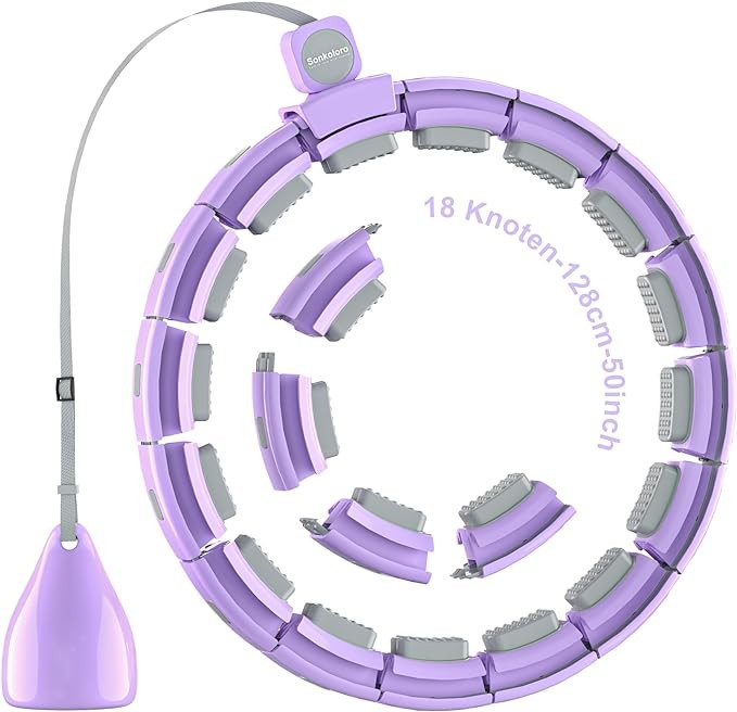 Weighted Hula Infinity Hoop for Adult Weight Loss - 50" Plus Size Silent Smart Fitness Hoop with Ball - Abs Exercise Equipment for Home Workouts