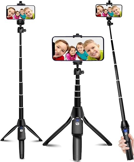 BZE Selfie Stick, 46 inch Extendable Selfie Stick Tripod,Phone Tripod with Wireless Remote Shutter,Group Selfies/Live Streaming/Video Recording Compatible with All Cellphones