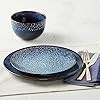 CHCDP 16-Piece Double Bowl Dinnerware Set Vintage Ceramic Stoneware Tableware Set with Dinner