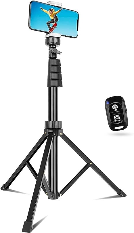 SENSYNE 62" Phone Tripod & Selfie Stick, Extendable Cell Phone Tripod Stand with Wireless Remote and Phone Holder, Compatible with iPhone Android Phone, Camera