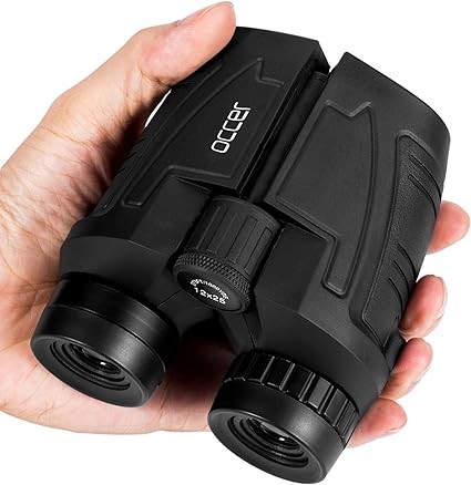 Occer 12x25 Compact Binoculars for Adults and Kids - Large Eyepiece Waterproof Binoculars for Bird Watching - High Powered Easy Focus Binoculars with Low Light Vision for Outdoor Hunting Travel