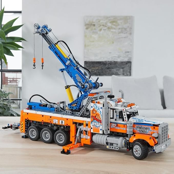 LEGO 42128 Technic Heavy-Duty Tow Truck with Crane Toy for Boys & Girls with Mechanical Functions, Model Building Set, Engineering for Kids Series