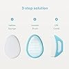 Frida Baby The 3-Step Cradle Cap System, DermaFrida The FlakeFixer, Sponge, Brush, Comb and Storage Stand for Babies with Cradle Cap, White-Blue