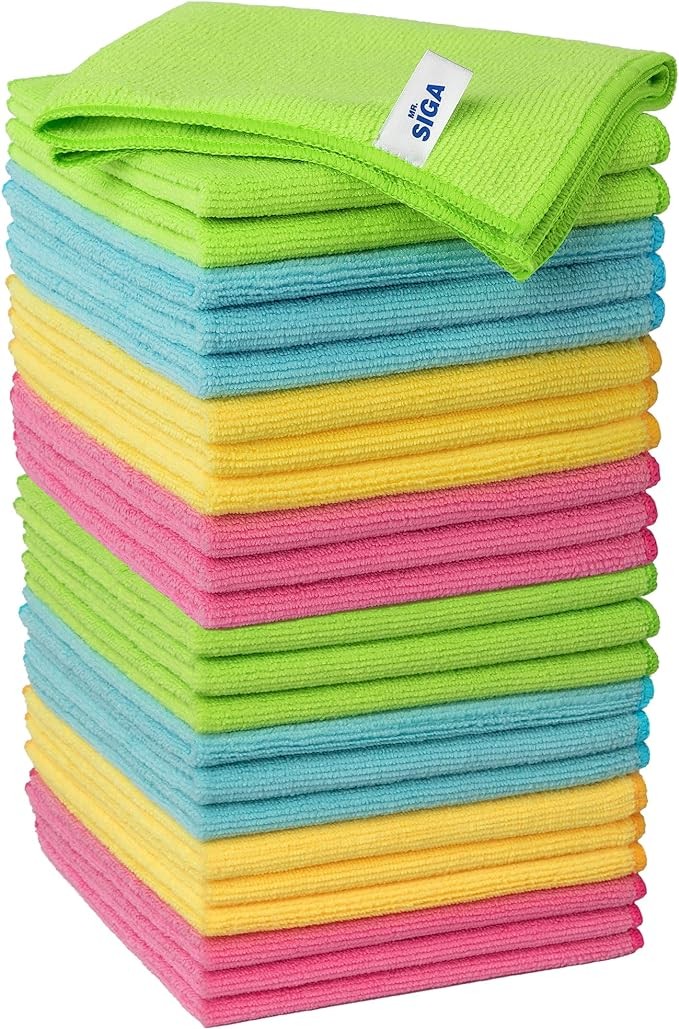MR.SIGA Microfiber Cleaning Cloth, Pack of 24, Size:12.6" x 12.6"