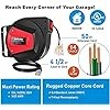 50FT Retractable Extension Cord Reel, 14AWG/3C Power Cord Reel for Garage Workshop, Wall/Ceiling Mounted Extension Cord Reel, 13A Circuit Breaker, 3-Lighted Triple Outlets, UL Listed