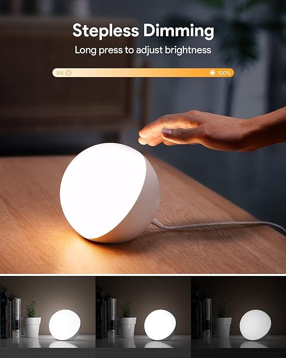 Touch Lamp, Multicolor night light for kids, Small LED Table Lamp for Bedroom, Dimmable Bedside Lamp with Warm & White light