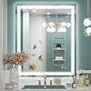 Keonjinn LED bathroom mirror, illuminated vanity mirror with light, 30 x 36 inches, dimmable, anti-fog, IP54, 6000K, wall-mounted